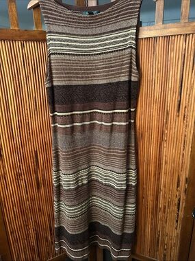 Vintage 90’s Lauren Ralph Lauren Brown and Cream Striped Maxi dress